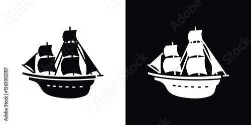 Caravel icon silhouette vector flat illustration design pack.