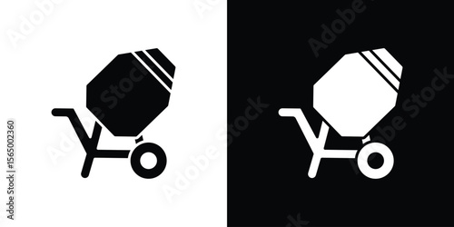Cement mixer icon silhouette vector flat illustration design pack.