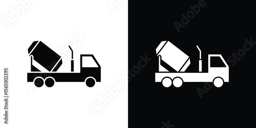 Cement truck icon silhouette vector flat illustration design pack.
