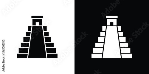 Chichen Itza icon silhouette vector flat illustration design pack.