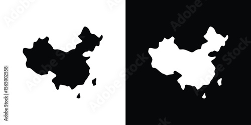 China map icon silhouette vector flat illustration design pack.