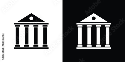 Courthouse icon silhouette vector flat illustration design pack.