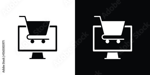 E commerce platform icon silhouette vector flat illustration design pack.