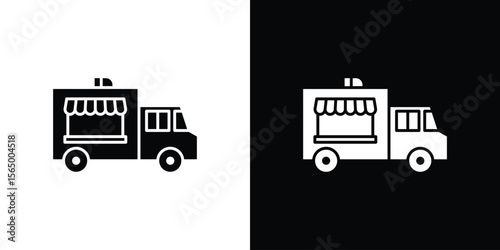 Food truck icon silhouette vector flat illustration design pack.
