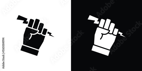 Hand with Power icon silhouette vector flat illustration design pack.