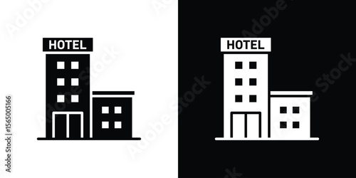 hotel icon silhouette vector flat illustration design pack.