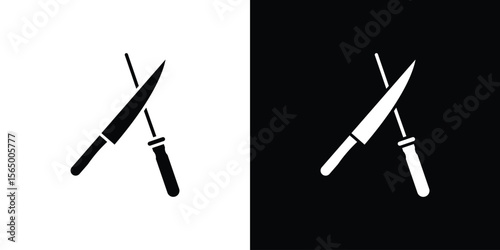 Knife sharpener icon silhouette vector flat illustration design pack.