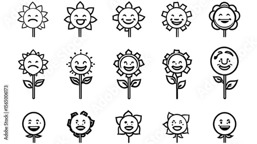 笑顔の花キャラクターアイコン｜Smiling Flower Character Icons