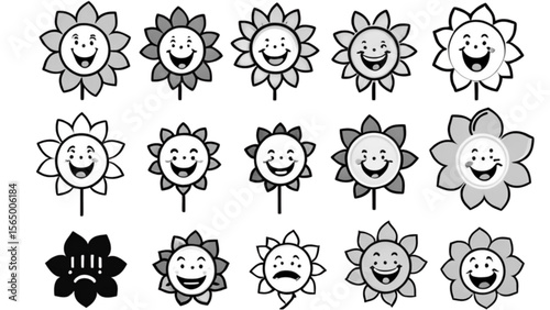 かわいい花の顔キャラクター｜Cute Flower Face Characters