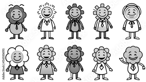人型花キャラクターイラスト｜Anthropomorphic Flower Character Illustrations