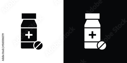 Medicine bottle icon silhouette vector flat illustration design pack.