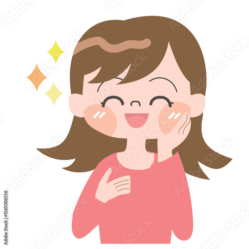 目を輝かせる女性のイラスト