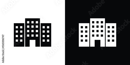 Office block icon silhouette vector flat illustration design pack.