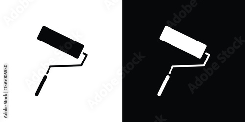 Paint roller icon silhouette vector flat illustration design pack.