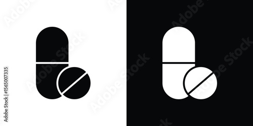 Pills icon silhouette vector flat illustration design pack.