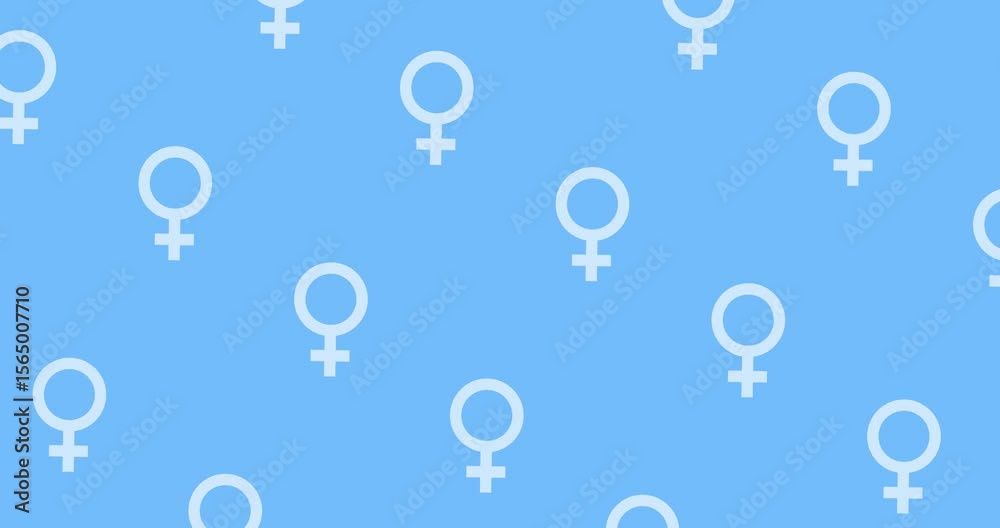 Looping motion design of a male or man symbol moving on a light blue background