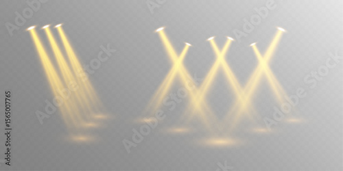 Bright Spotlight Beam with Glowing Light, Transparent Background, and Shiny Effects for Concert, Stage, or Nightclub Designs