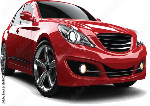 Detailed car graphic in red showcases modern automotive design for advertising or use in presentations and web design projects.