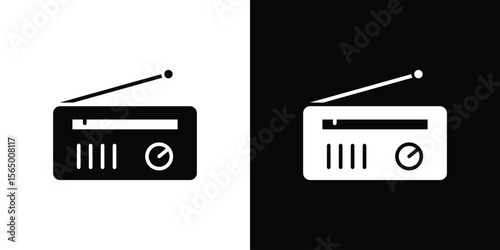 Radio icon silhouette vector flat illustration design pack.