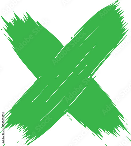 Black Hand-Drawn X Mark – Paint Brush Stroke Cross Symbol Icon on White Background