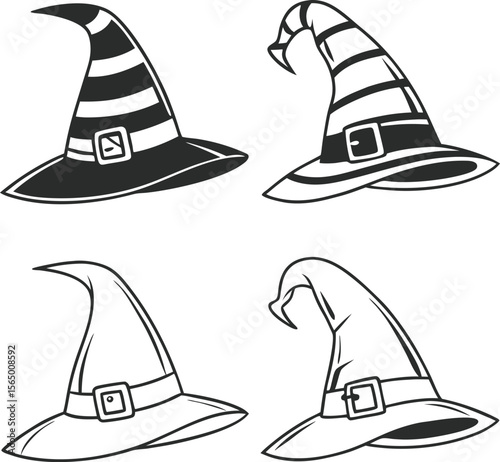 Sailing adventure vector illustration featuring a set of nautical hats on the open sea