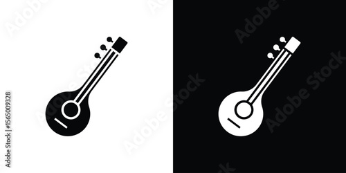 Sitar icon silhouette vector flat illustration design pack.