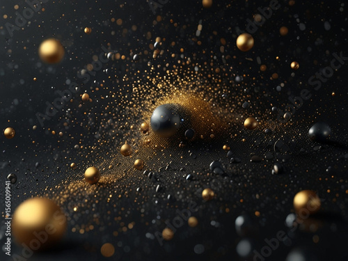 Abstract Metallic Texture with Silver and Gold Fragments