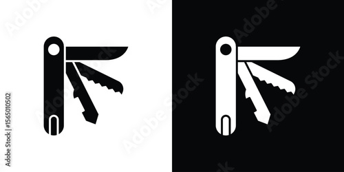 Swiss Knife icon silhouette vector flat illustration design pack.