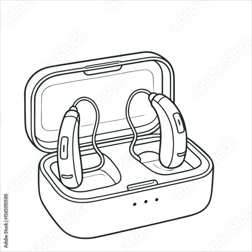 Hearing Aids in Charging Case. Hearing Aid Charging