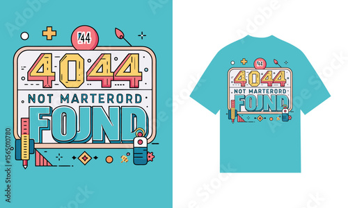 Teal T Shirt Design 404 Not Found Error Message Graphic