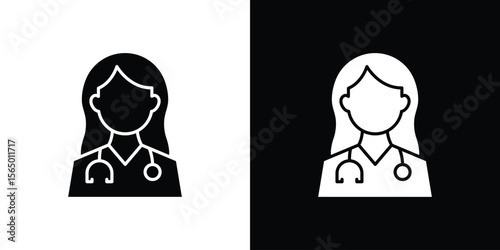Woman Doctor icon silhouette vector flat illustration design pack.