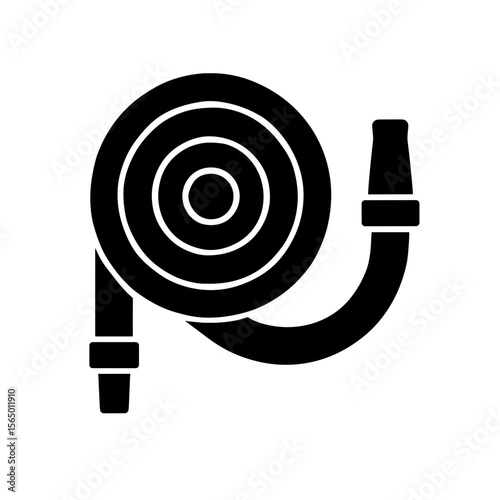 Fire hose reel icon for fire safety equipment — solid version