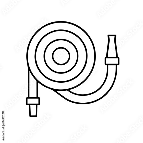Fire hose reel icon for fire safety equipment — outline version