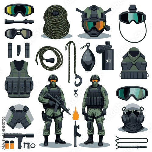 Complete Military Combat and Special Ops Equipment Vector Kit