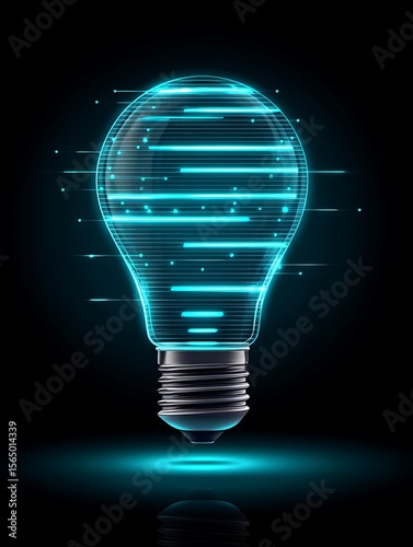 Futuristic glowing lightbulb