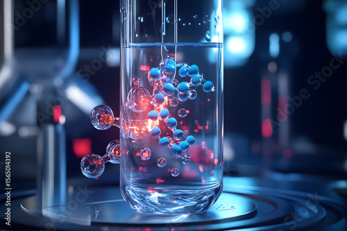 AI-Controlled Nanobot Reaction in High-Tech Laboratory Beaker