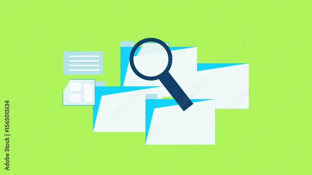 Search storage folder on many file, arrange document with server system, 2d animation