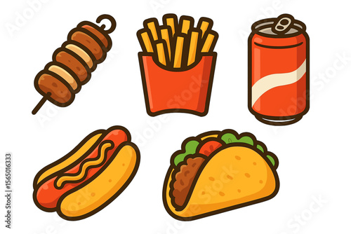 Fast food theme vector illustration in flat style for menu or poster design