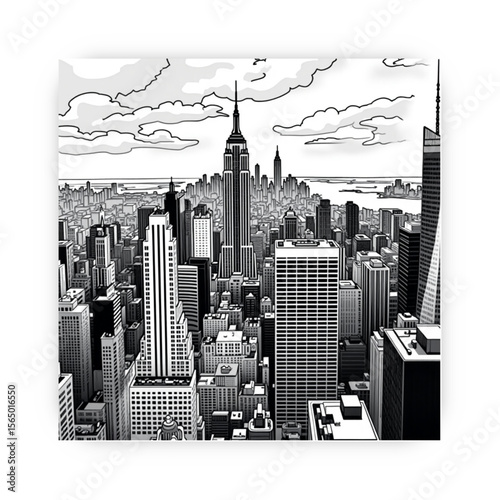 Ai genarate building urban black and white