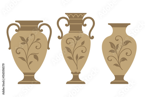 Elegant vase collection vector illustration - ancient greek inspired design for decoration