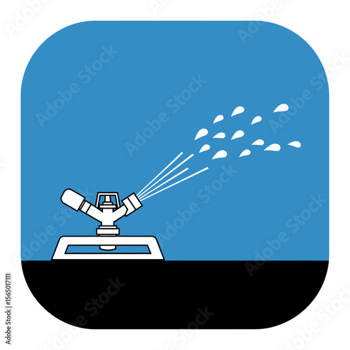 A lawn sprinkler spraying water on a blue background