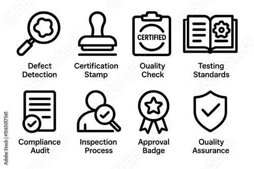 Quality control and assurance vector illustration for business and inspection processes