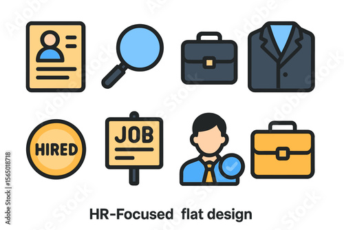 Hr and recruitment concept vector illustration in flat design style with icons
