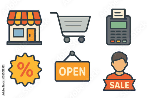E-commerce and retail icons vector illustration for shopping and marketing design