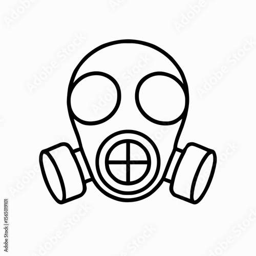Gas mask icon for chemical hazard protection — outline version