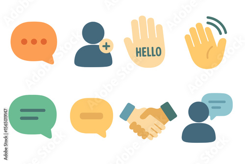 Communication symbols vector illustration for digital interaction and networking design