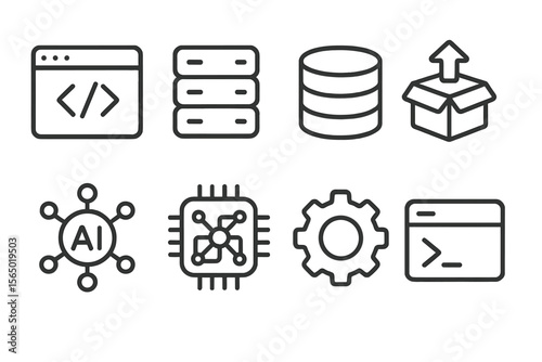 Technology and programming vector illustration: modern icons for web and ai design