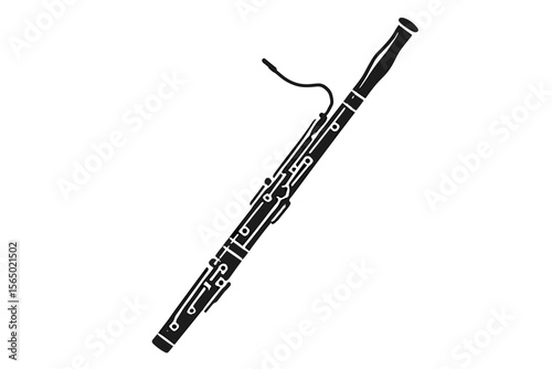 Bassoon musical instrument silhouette vector illustration for music design and print projects
