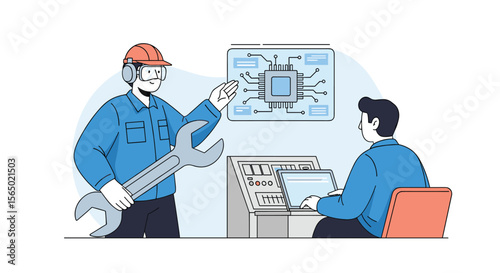 Skilled Technicians Collaborating on Advanced Electronic System Repair and Maintenance Operations