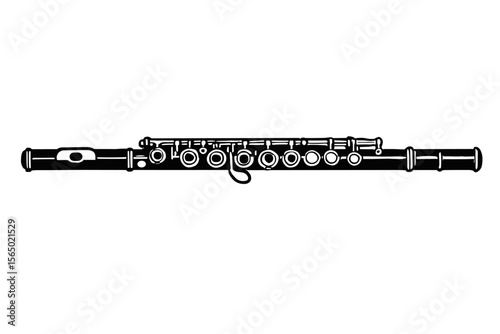 Musical flute vector illustration in monochrome style for music design